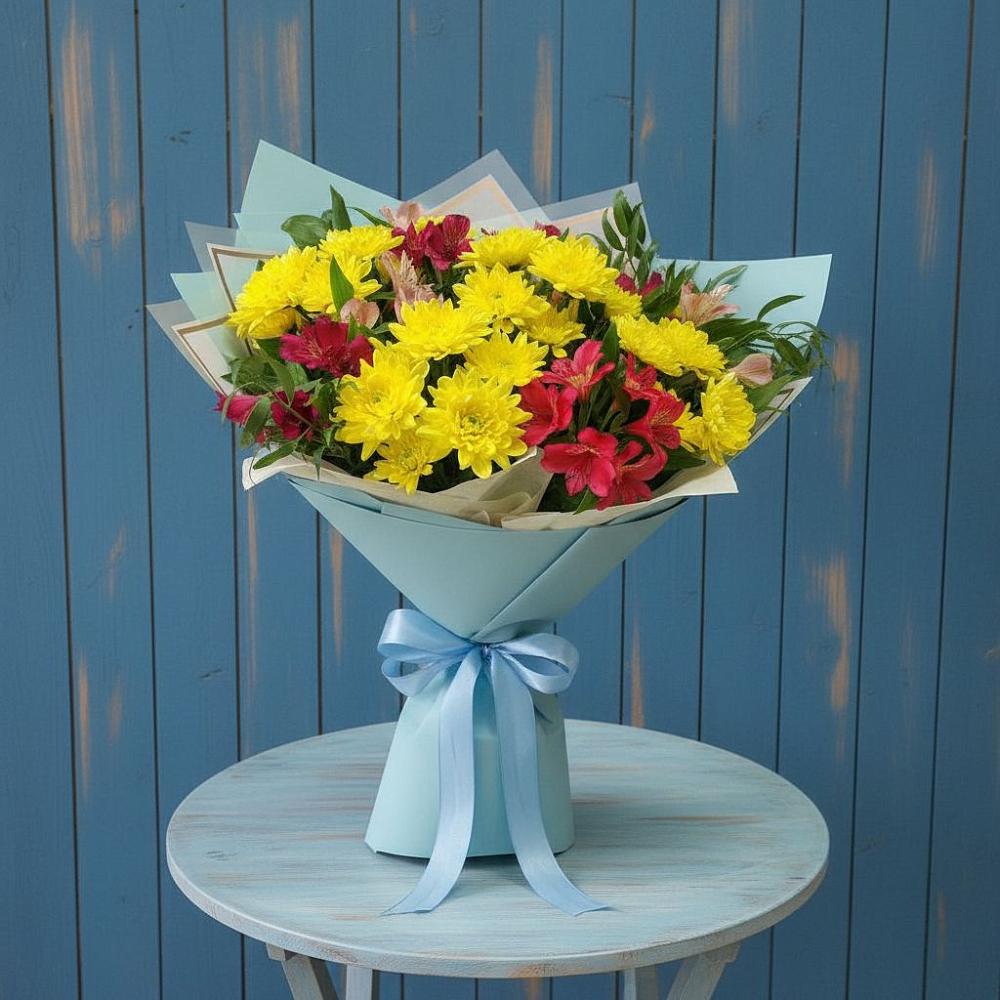 Букет цветов из: Альстромерии и Хризантемы в Ржеве