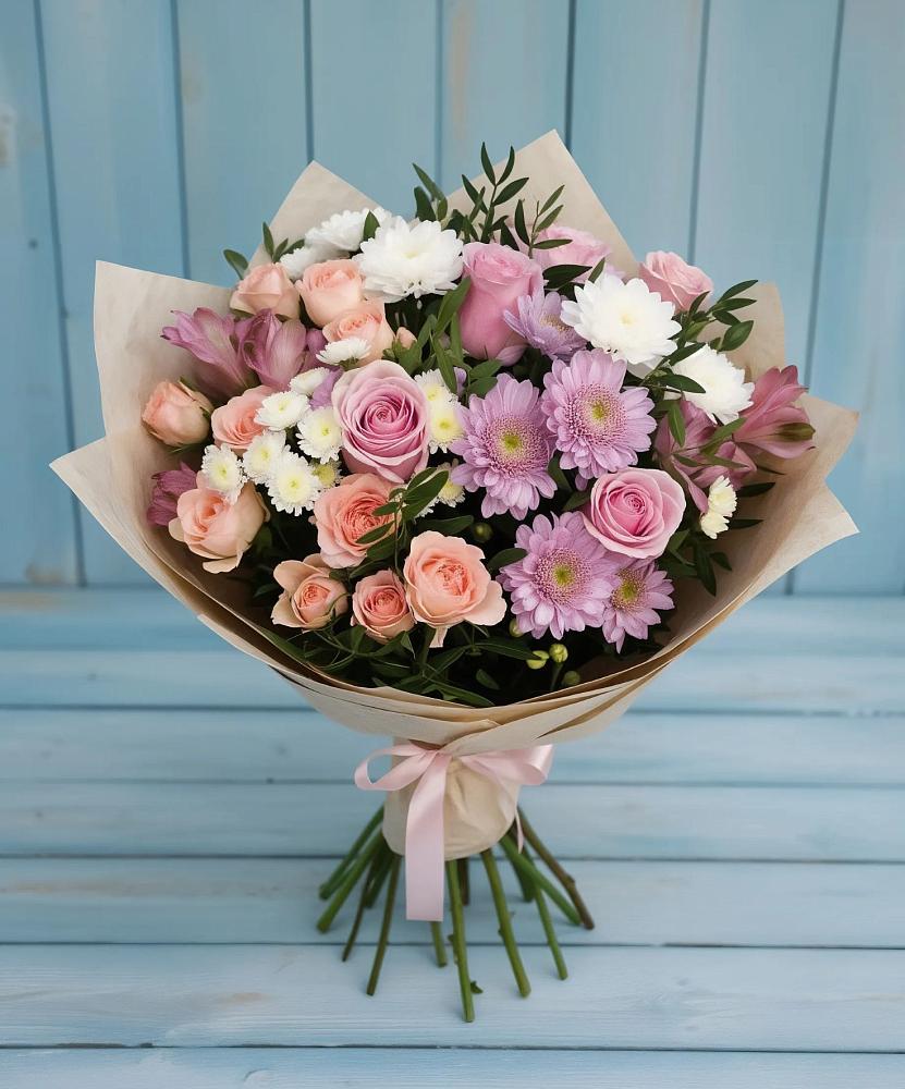 Букет цветов из: Хризантемы, Розы и Альстромерии в Ржеве