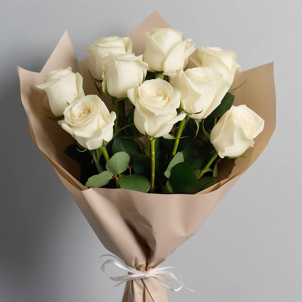 Букет 9 Белых роз Эдлесс Лав в Ржеве