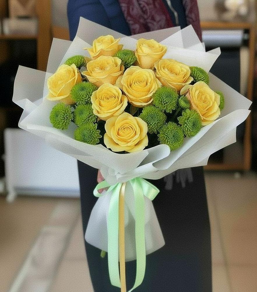 Букет цветов из: Хризантемы и Розы в Ржеве