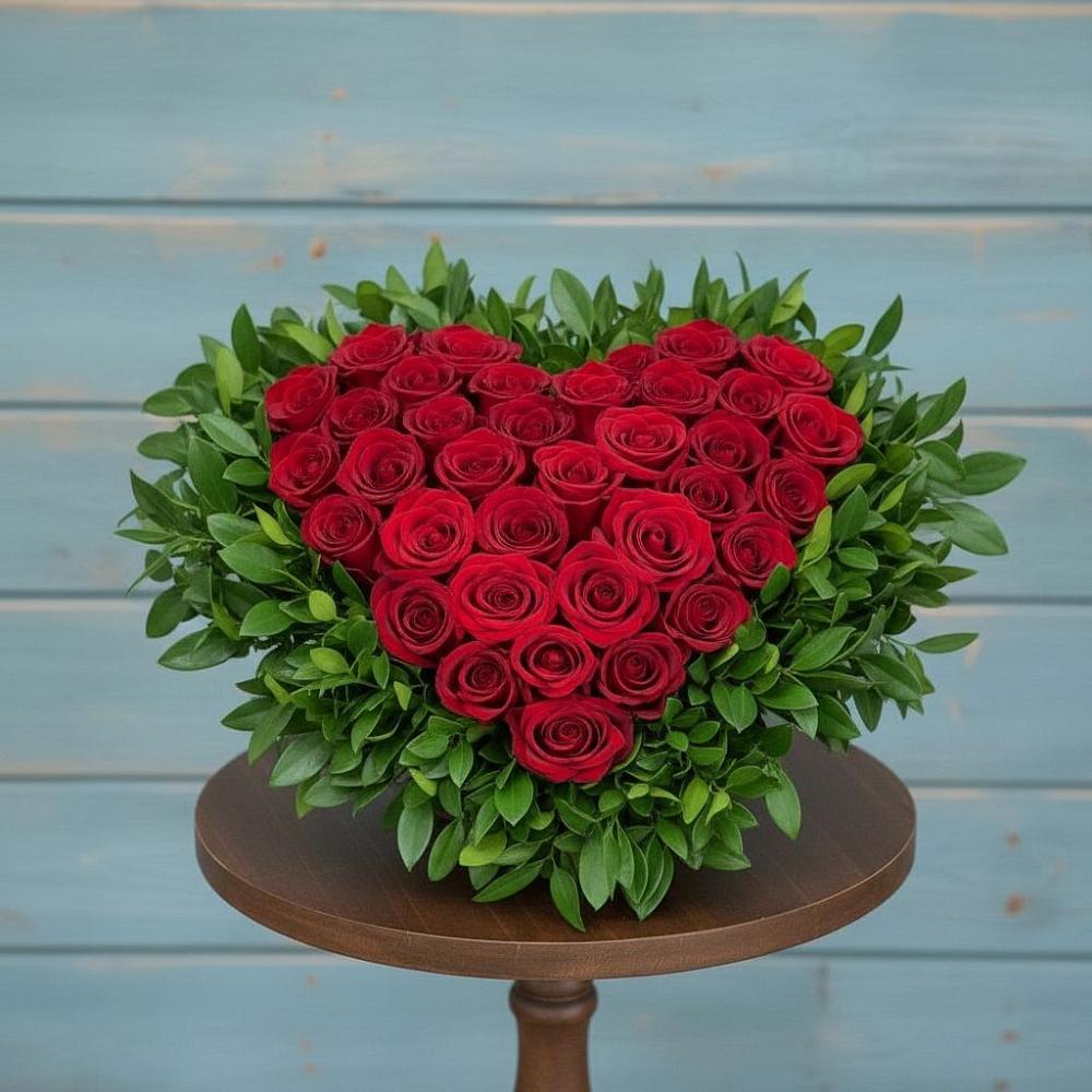 Цветочная композиция из Розы в виде сердца в Ржеве