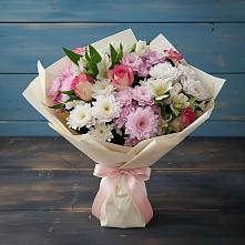 Букет цветов из:  Хризантемы, Альстромерии и Розы в Ржеве