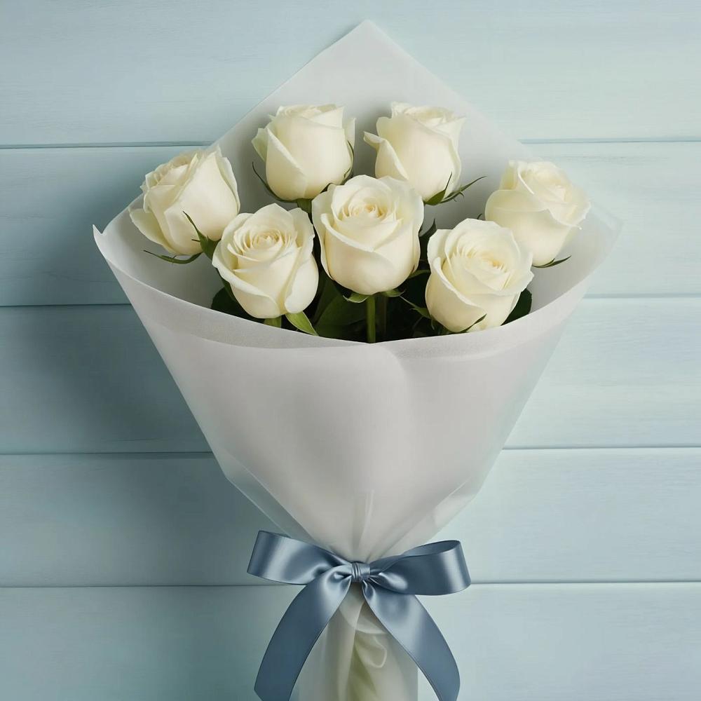 Букет 7 Белых роз Эдлесс Лав в Ржеве